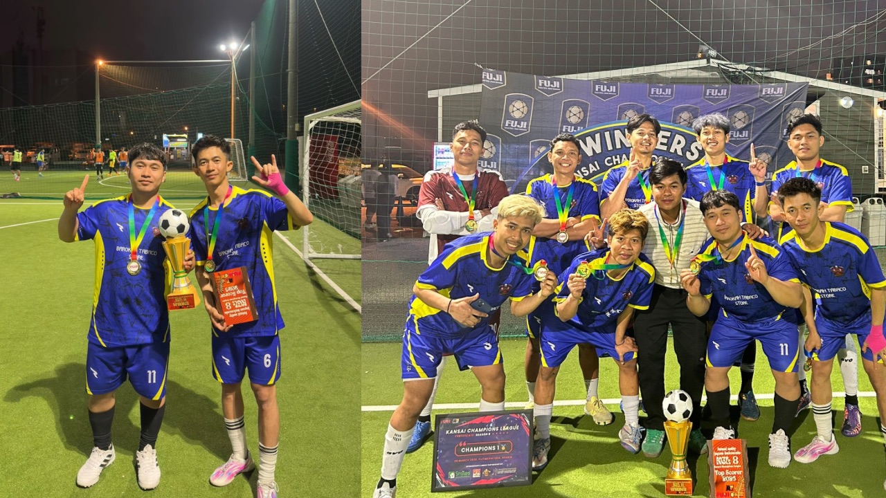 Rebilion Kickers FC juara Kansai Champions League Season 8 dengan nuansa merah dan identitas tim futsal komunitas Kansai